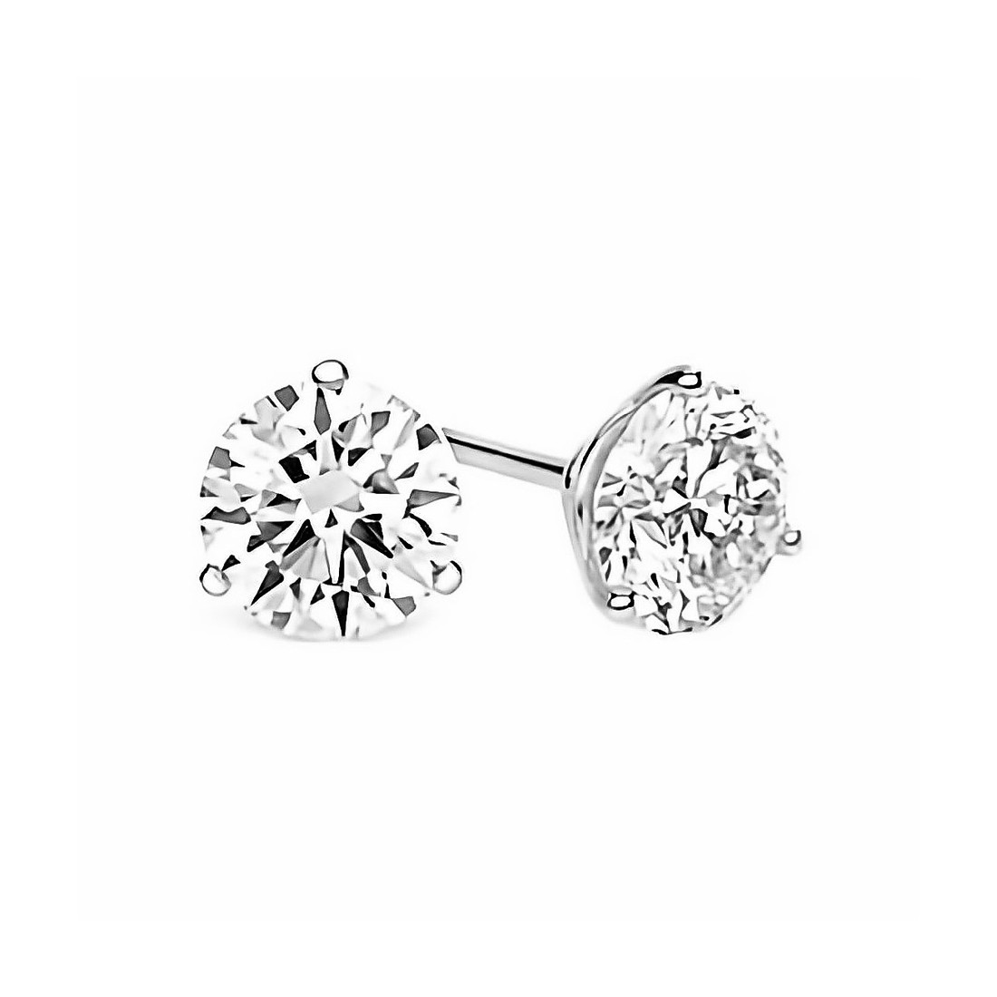 Round Brilliant Cut Diamond 3Prong Martini Studs 14k White Gold  Earrings  Jewelry Collections