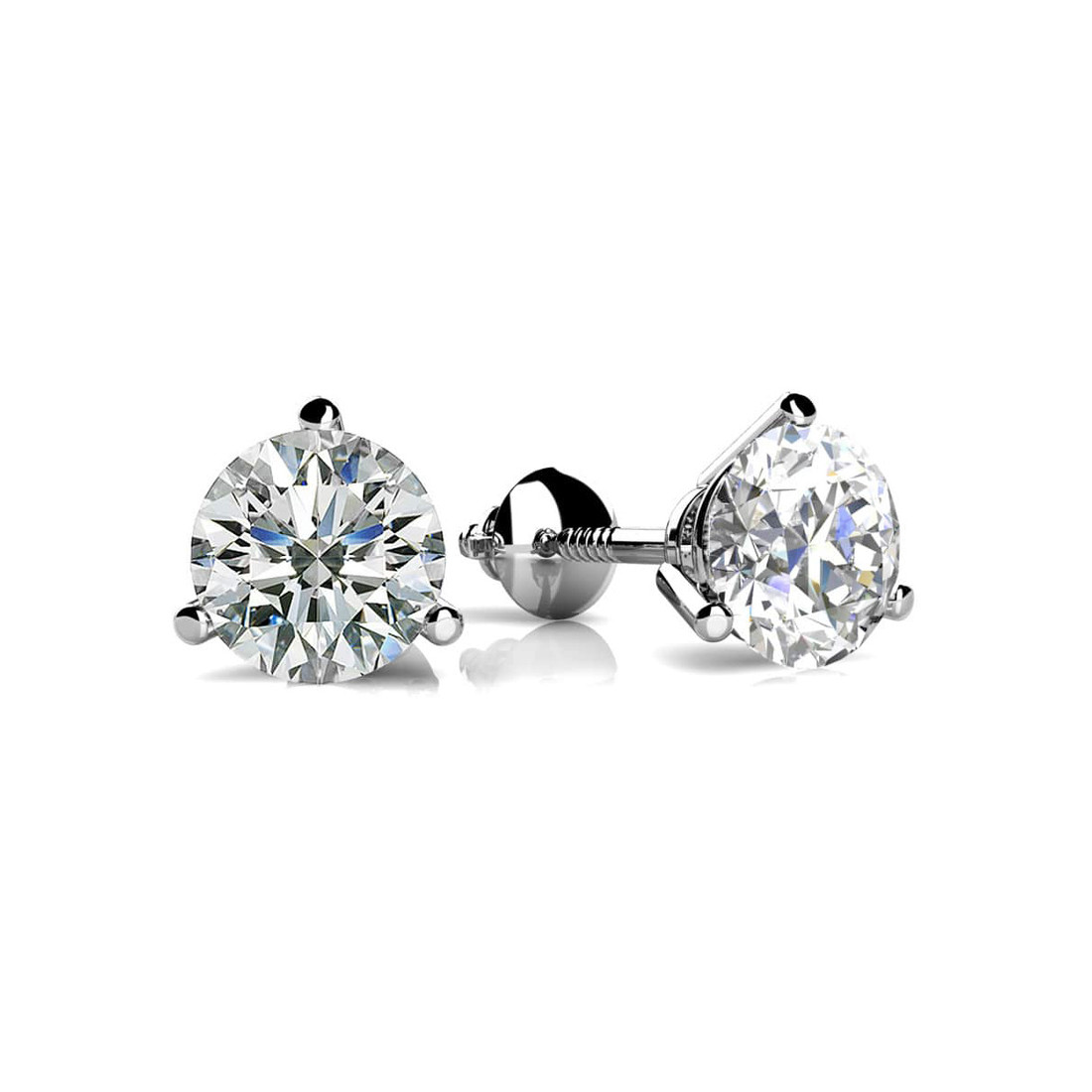 1 Carat Natural Diamond Martini-Glass Stud Earrings