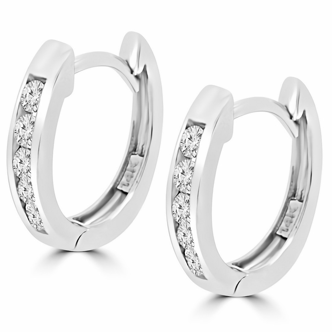 Goldsmiths 9ct Yellow Gold 0.50 Carat Total Weight Diamond Channel Set  Hoops EA3014D69KY | Goldsmiths