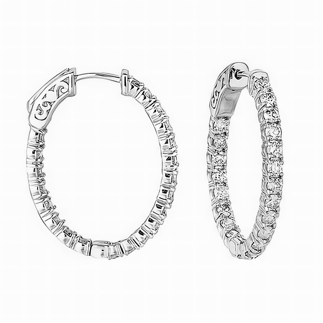 3ct Inside-Out Diamond Antique Hoop Earrings