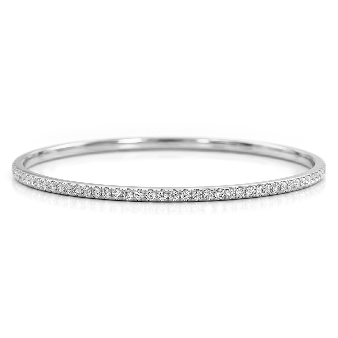 Three Carat Diamond Eternity Bangle Slip-On Bracelet 14k White Gold