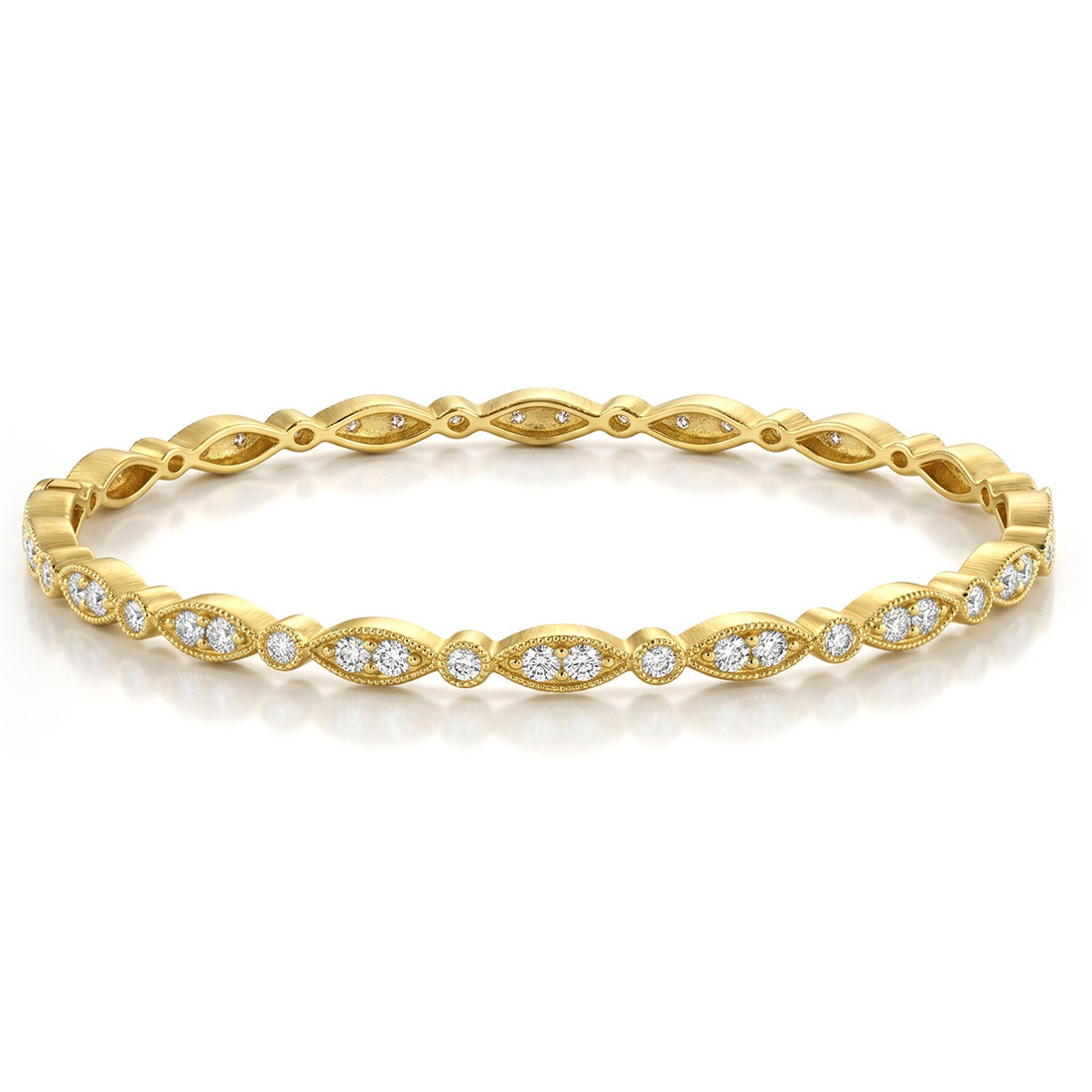 Fine Diamond Eternity Bangle Slip On Bracelet 14k Yellow Gold