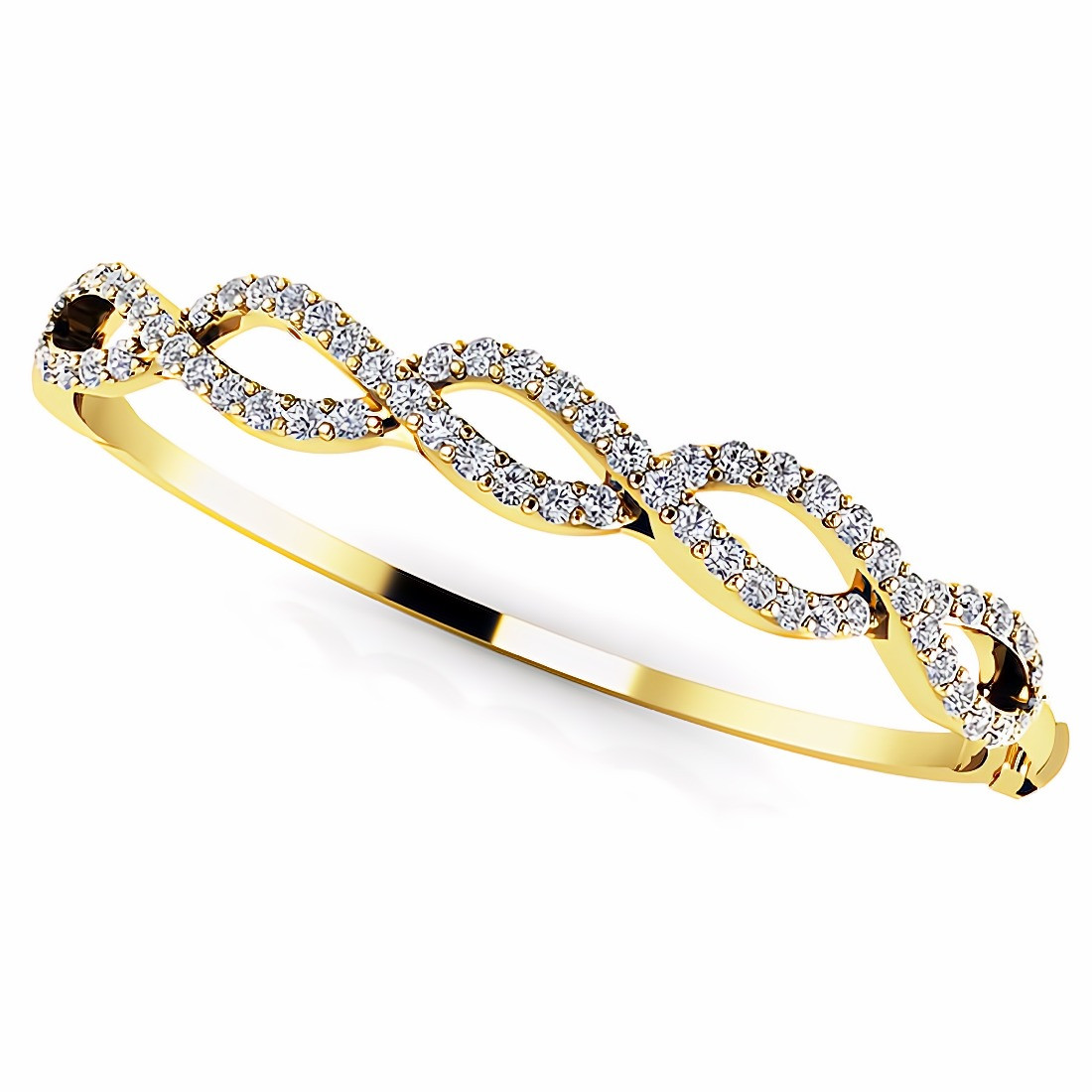 2 Carat Fine Diamond Twist Bangle Hinged Bracelet 18k Yellow Gold