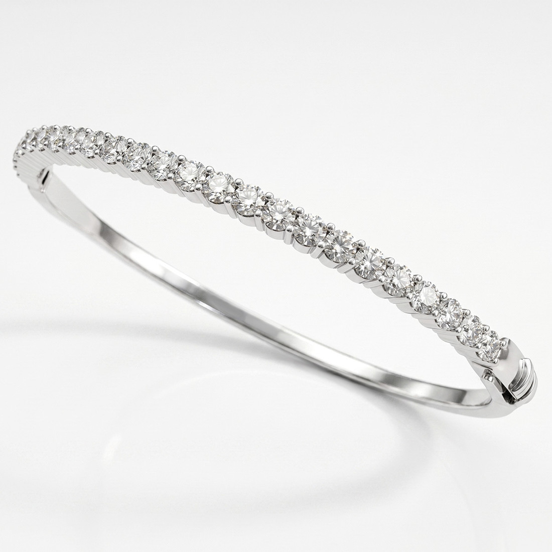 4 Carat Fine Diamond Bangle Hinged Bracelet 14k White Gold