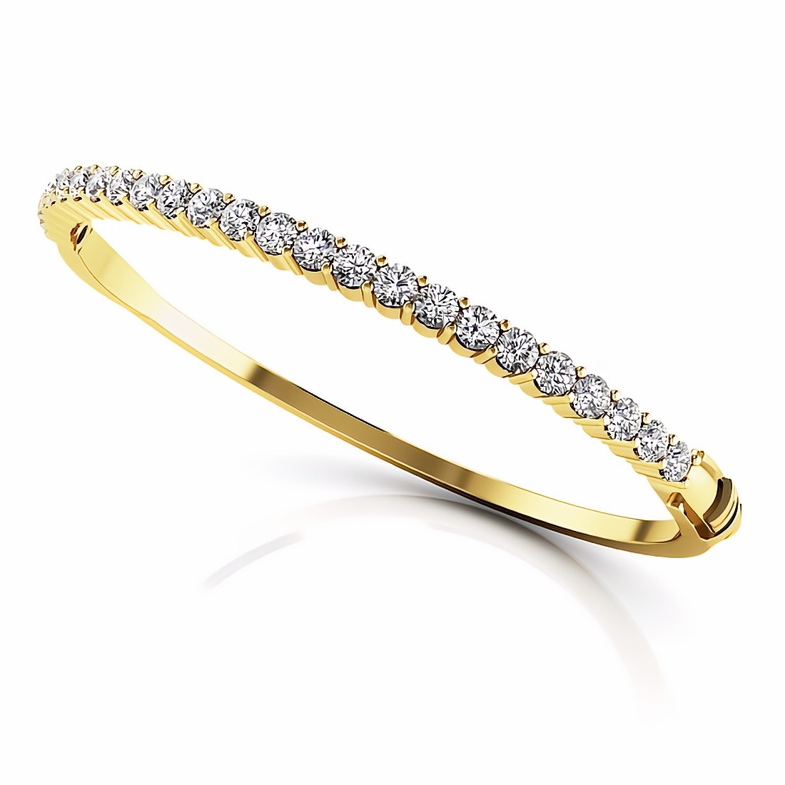 4 Carat Diamond Bangle Bracelet 14k Yellow Gold