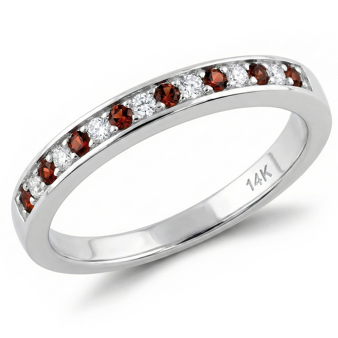 Red And White Diamond Anniversary Wedding Ring