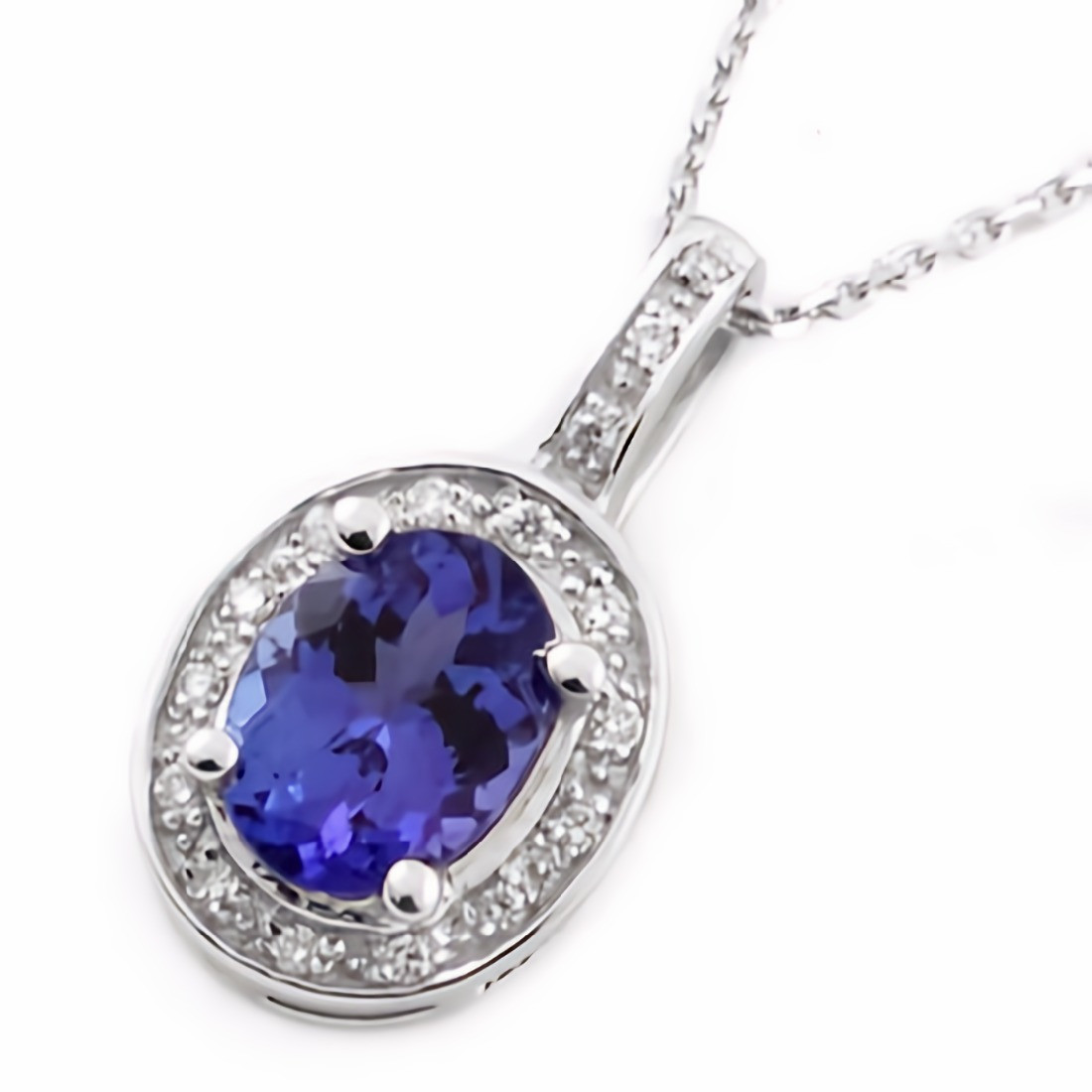 Oval Tanzanite Diamond Pendant Necklace