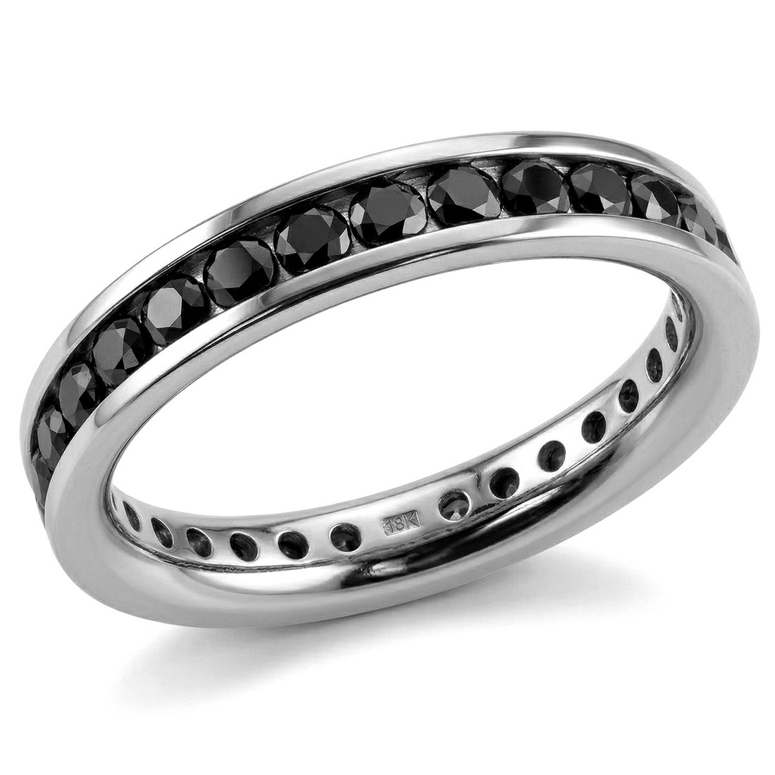 1 Carat Channel-Set Black Diamond Eternity Band Wedding Ring