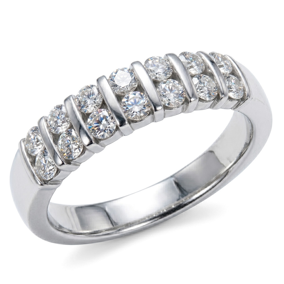 Bar-Set Two Row Diamond Anniversary Ring / Wedding Band