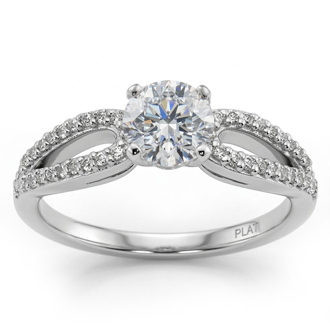 Fine Diamond Engagement Ring Mounting With Split Shank