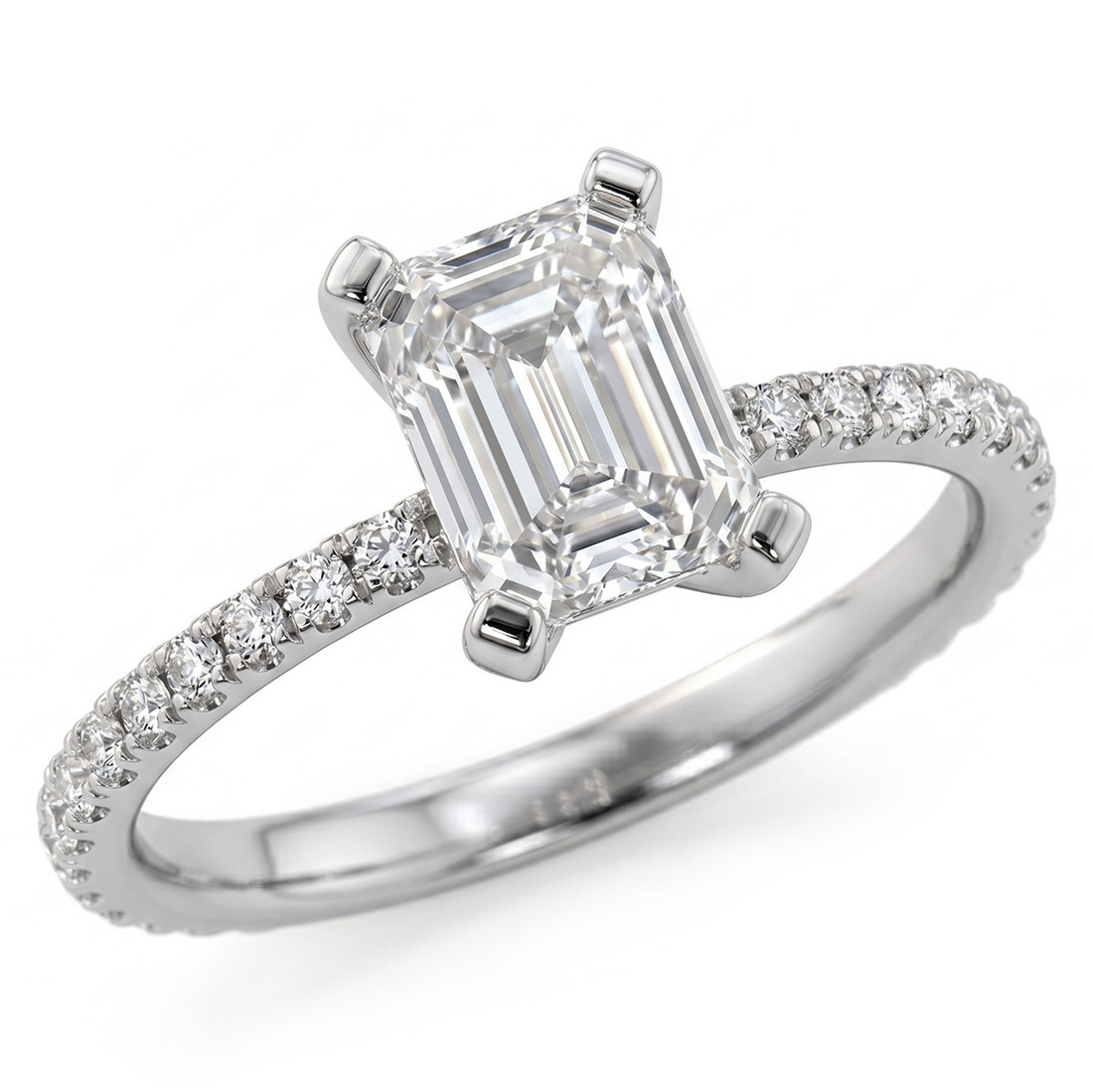 Emerald Cut Diamond Engagement Ring Mounting