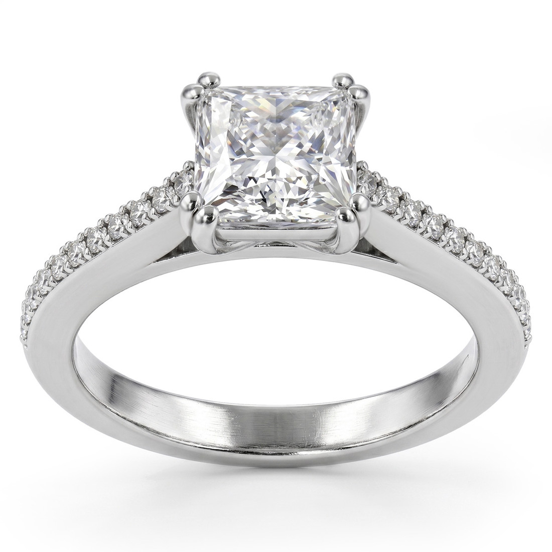 Princess Cut Diamond Engagement Ring Mounting Classic Style