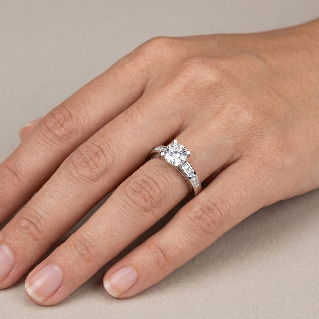 Diamond Engagement Ring Princess Cut Channel Setting