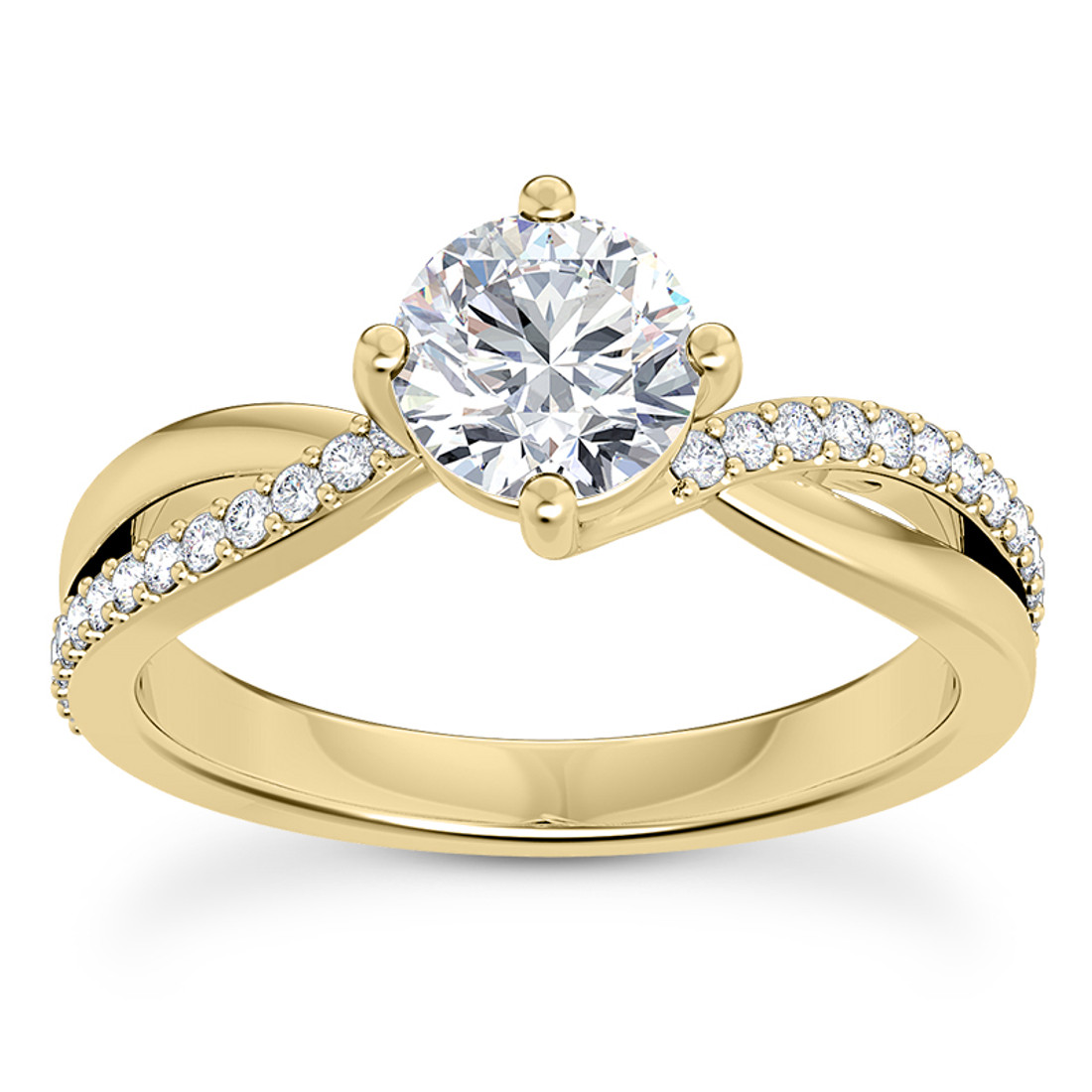 18ct Yellow Gold Diamond Trilogy Twist Ring – GoldArts