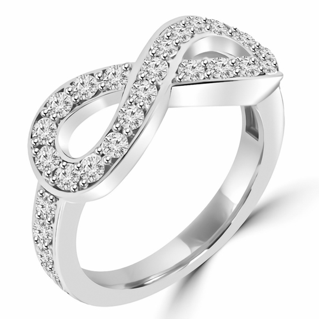 Buy Diamond Accent Infinity Ring in Platinum Over Sterling Silver (Size  8.0) at ShopLC.