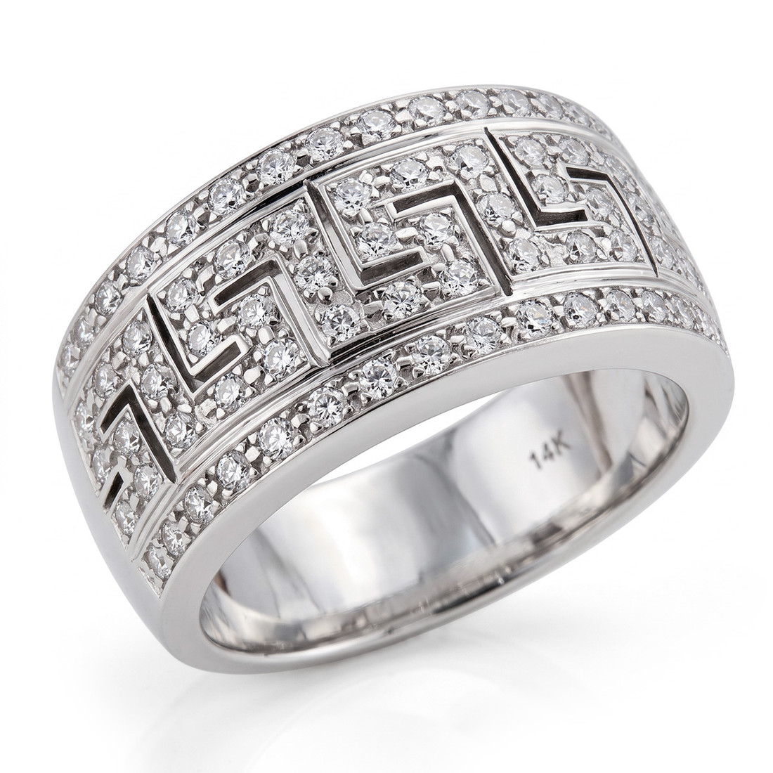 Diamond Unisex Statement Ring Greek Key Design
