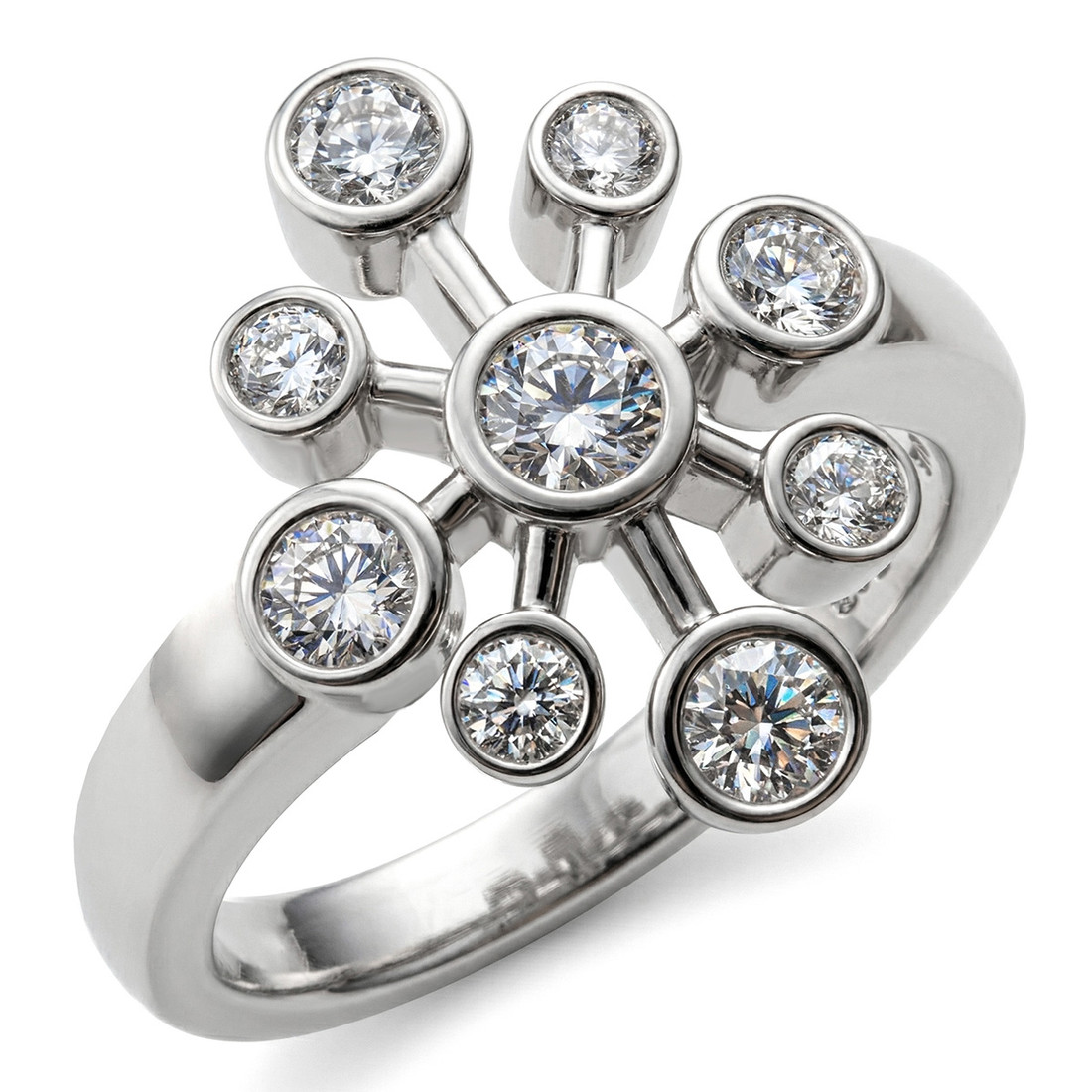 Unique Bezel-Set 0.75ct Diamond Star Statement Ring