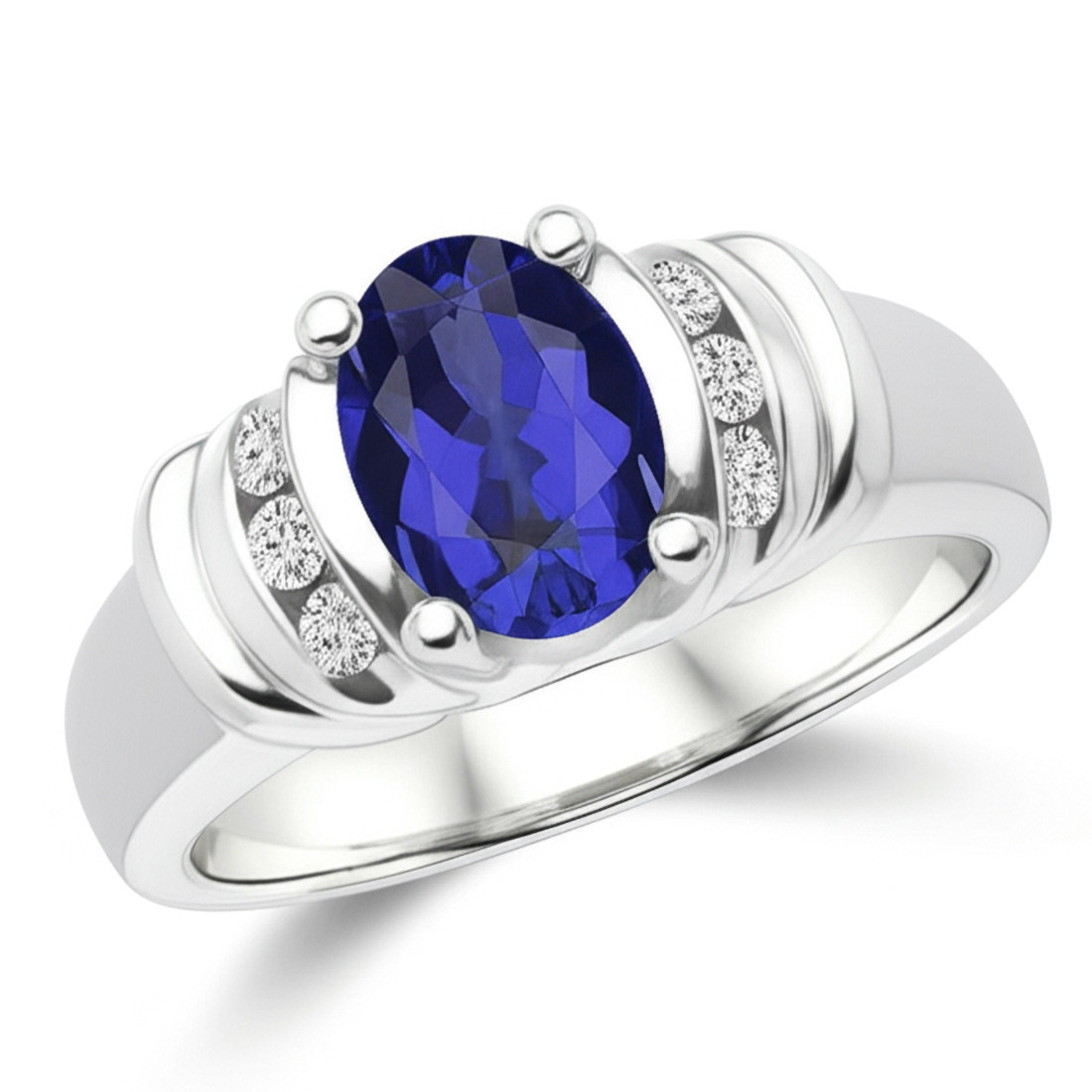 Unique Oval Tanzanite Diamond Engagement Ring