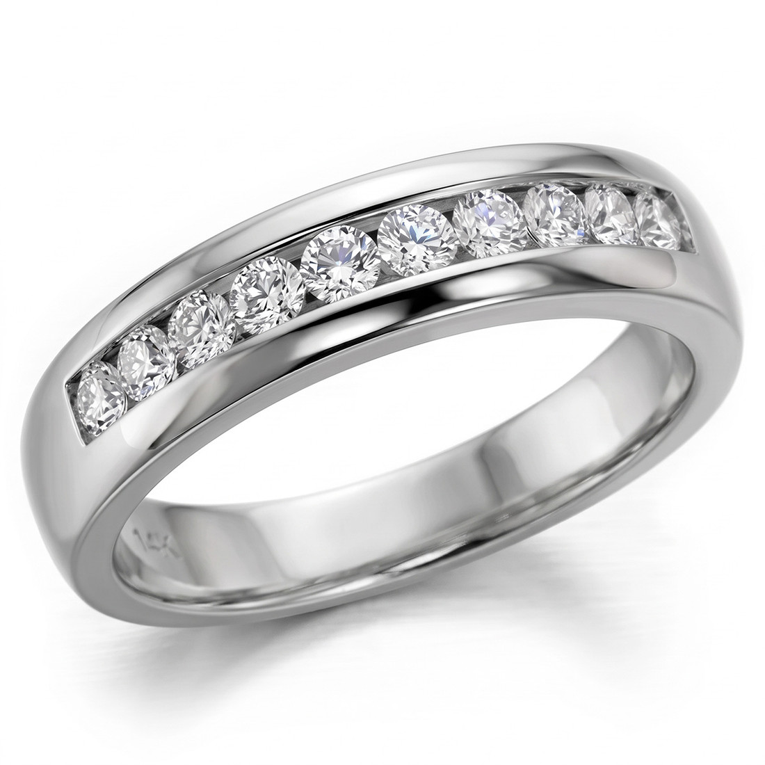 Fine Channel-Set Diamond Wedding Band Men's Solid Ring