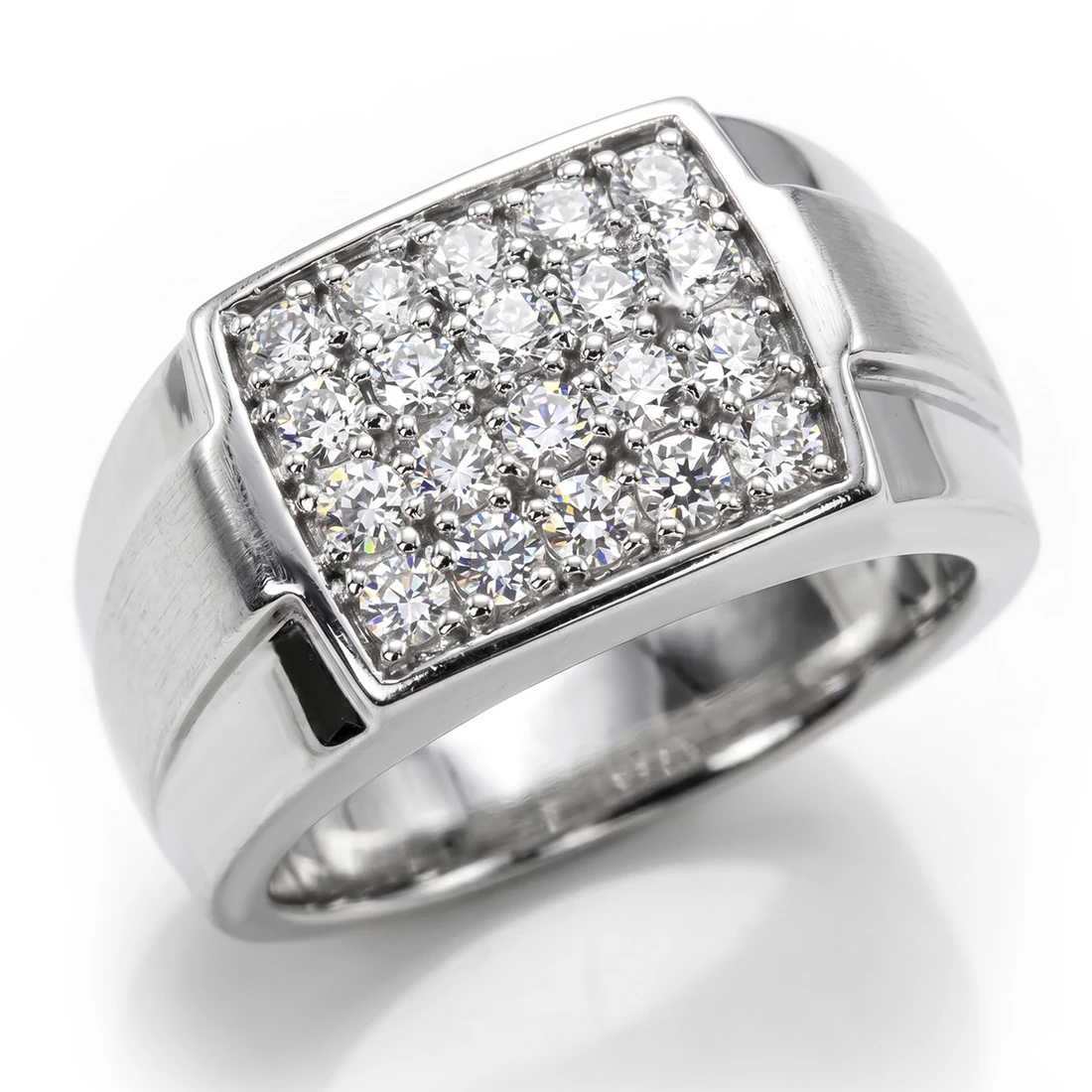 Square One Carat Pave-Set Diamond Men's Statement Ring