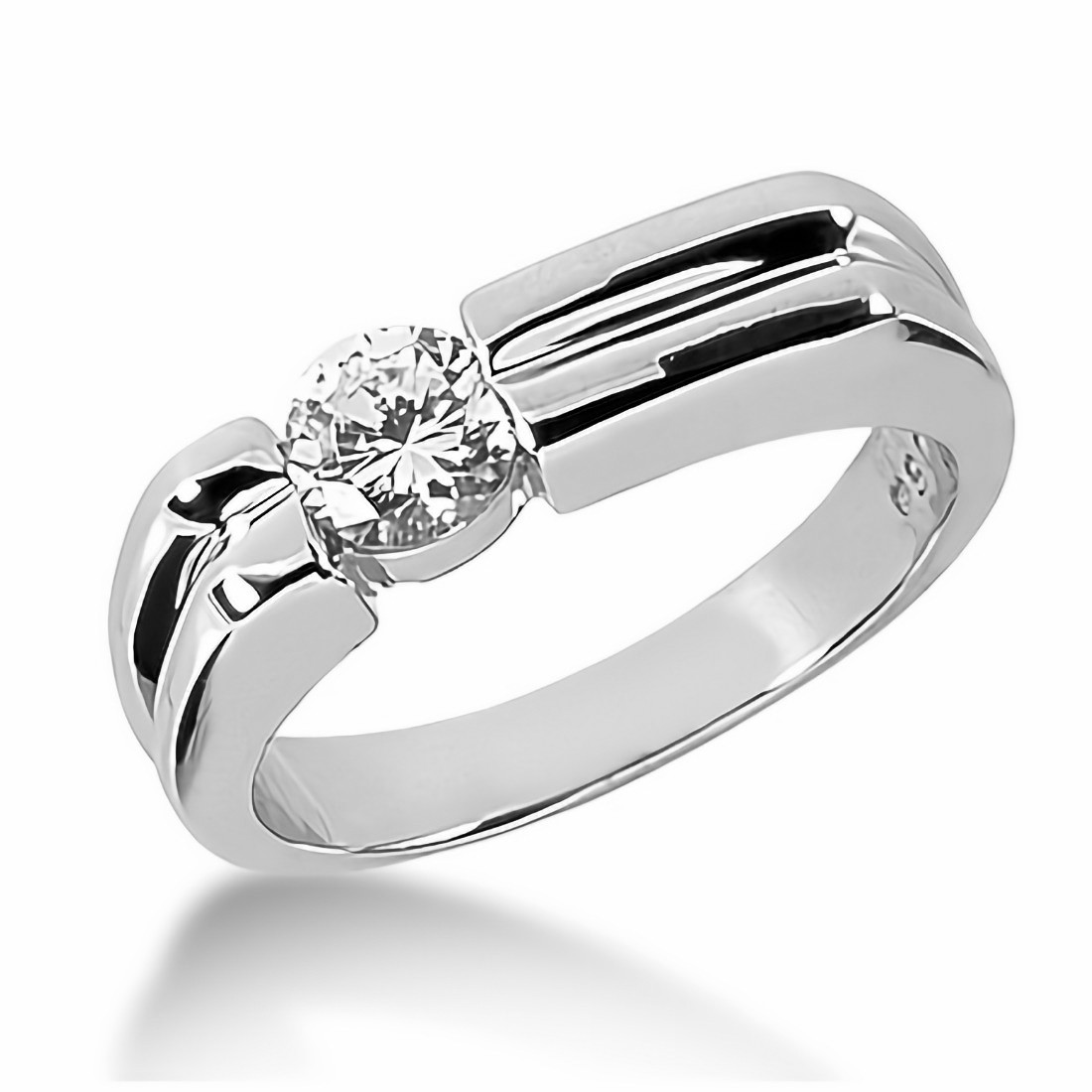 Solitaire Style Diamond Mens Half Wedding Band Platinum Princess Cut Ring  0.15Ct | eBay