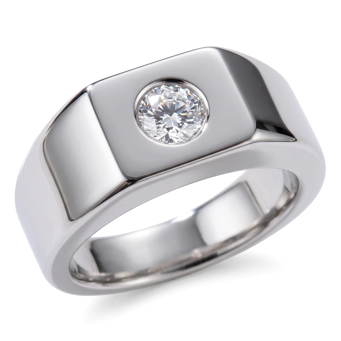 Half Carat Diamond Solitaire Men's Statement Ring