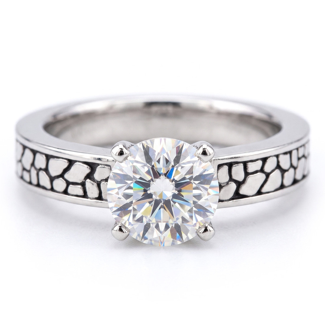 Solitaire Engagement Ring Mounting Cobblestone Shank