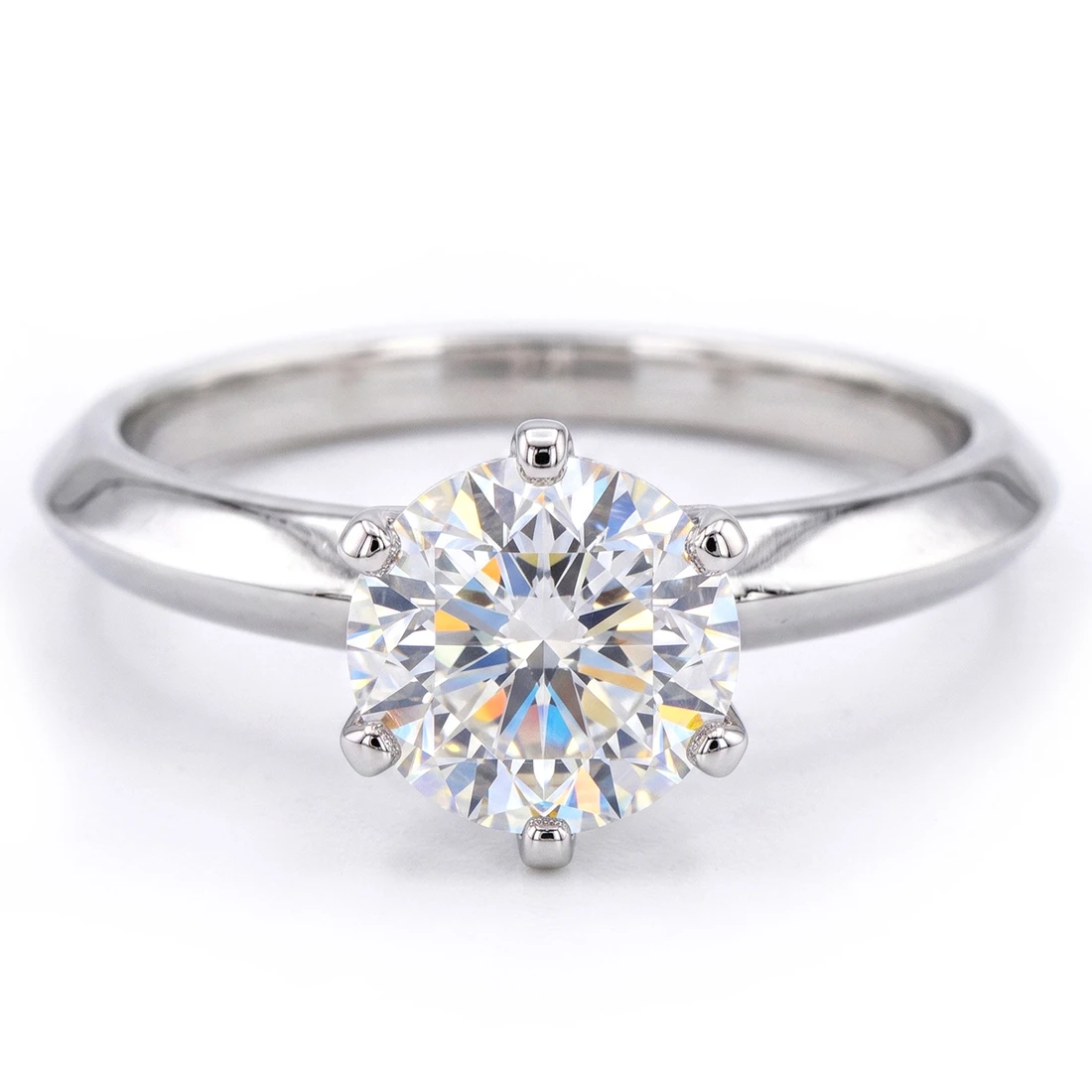 6-Prong Solitaire Engagement Ring Mounting Knife-Edge Band