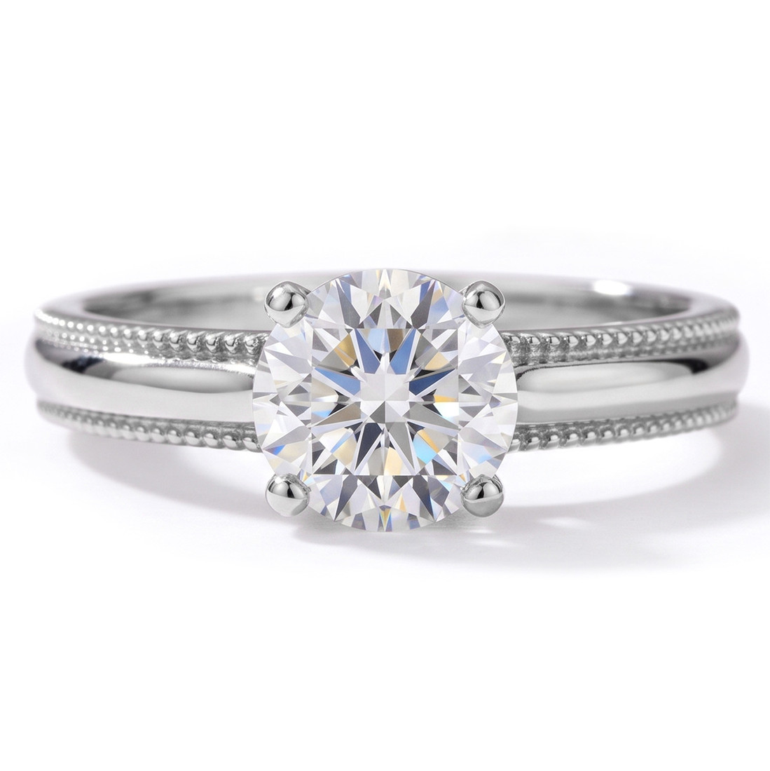 Unique Solitaire Engagement Ring Mounting With Milgrain