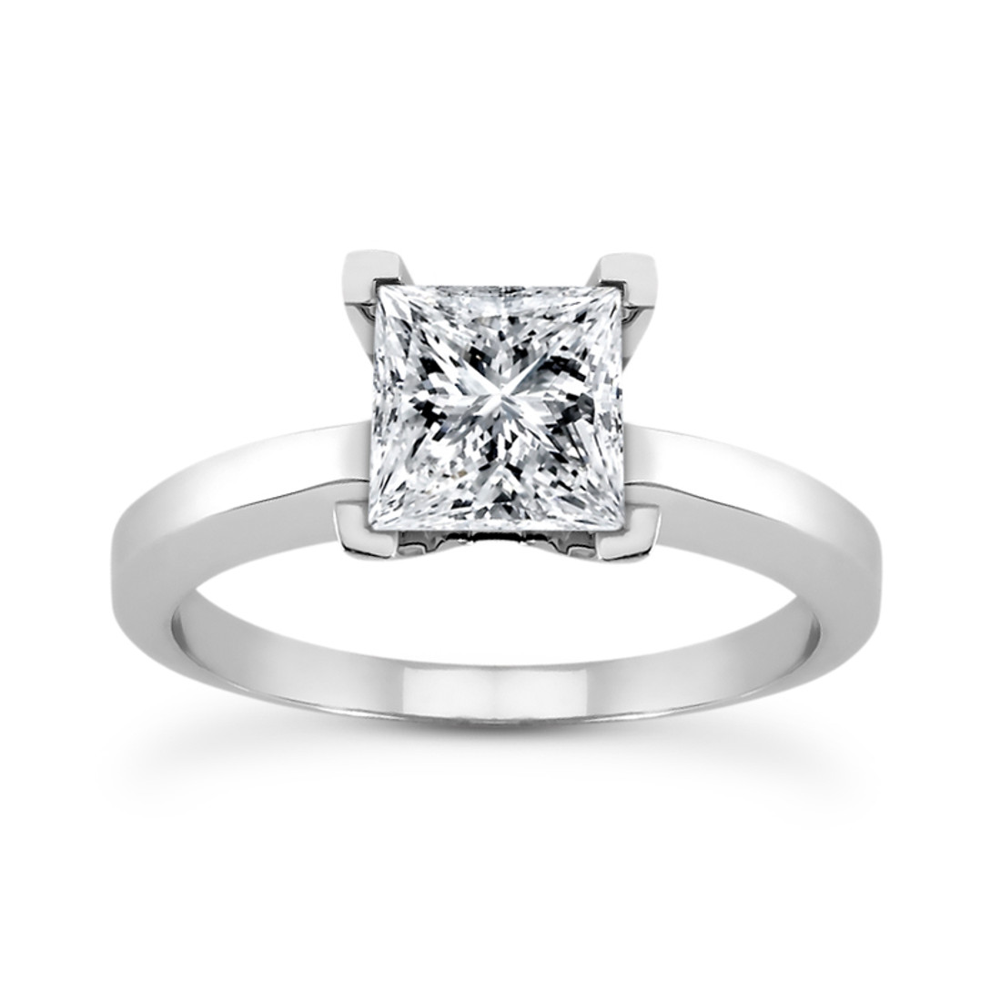 Princess-Cut Square Solitaire Engagement Ring Mounting