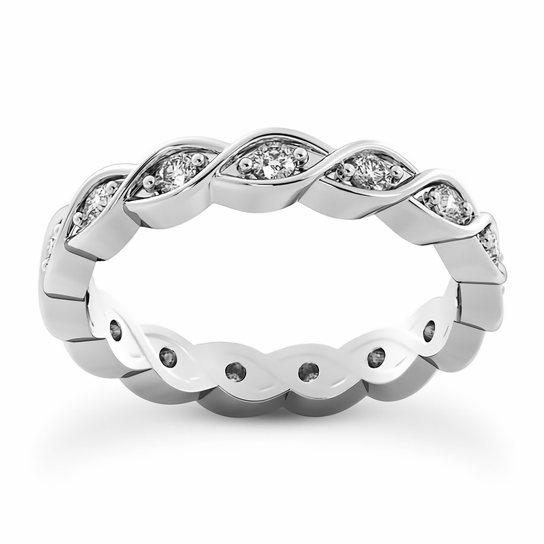Fine Diamond Eternity Wedding Band Braided Ring