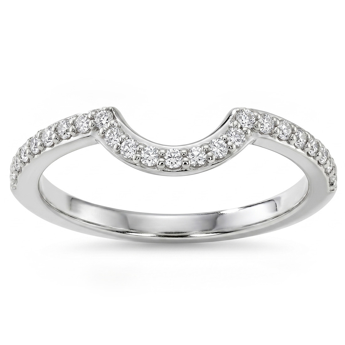 Curved Diamond Wedding Band Guard Ring 14k White Gold