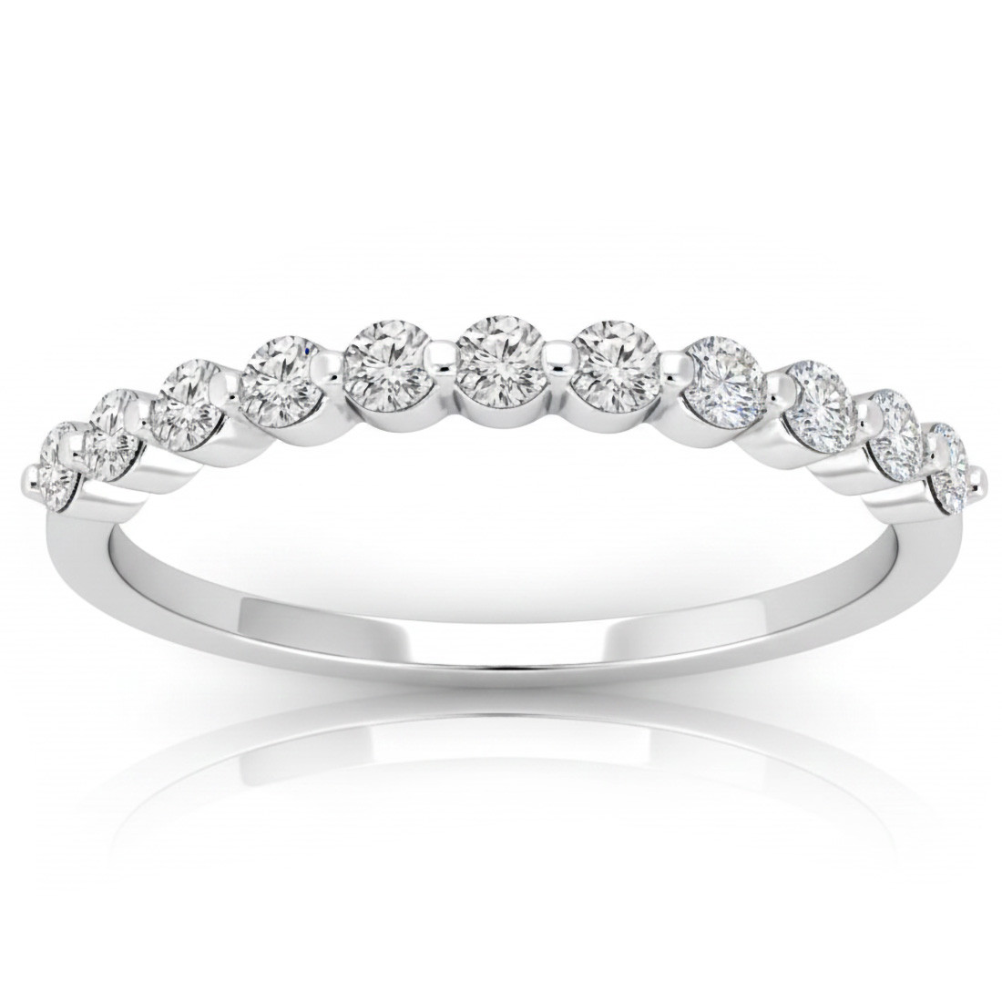 Bridal Diamond Wedding Band Ring with Shared Prongs