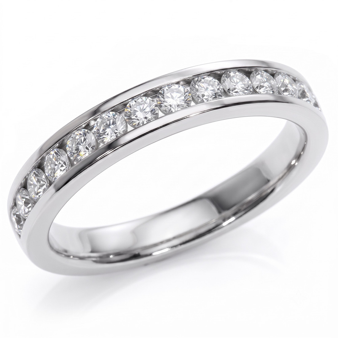 Natural Channel-Set Diamond Wedding Band Bridal Ring
