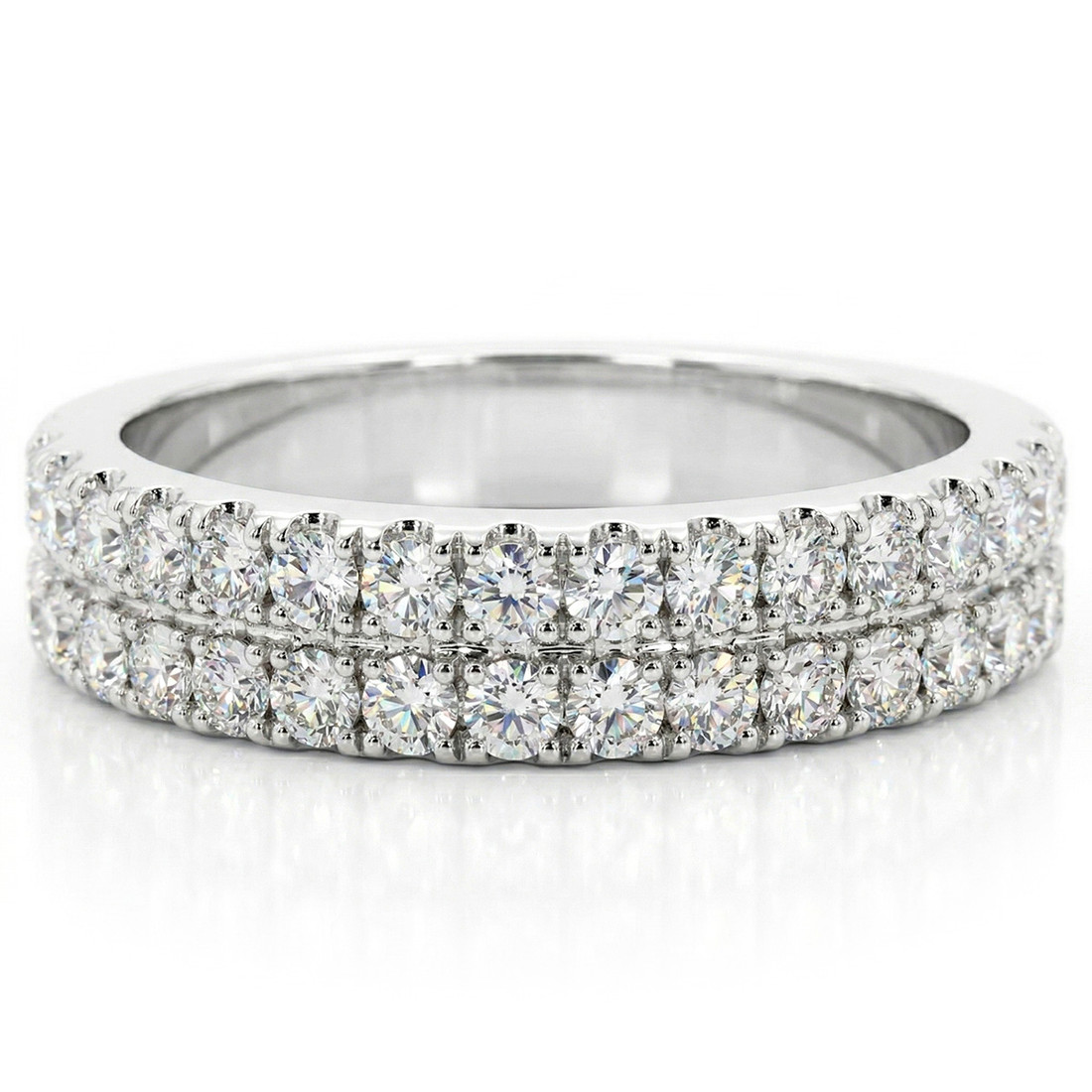 0.8ct Diamond Wedding Band / Double Row Anniversary Ring