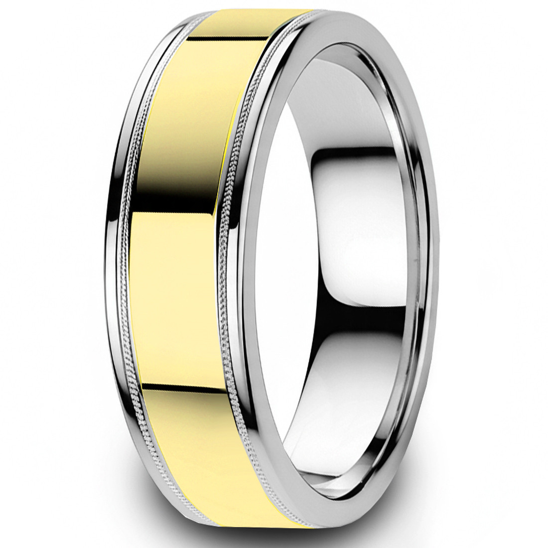 Polished 14k Two-Tone Gold Wedding Band Ring