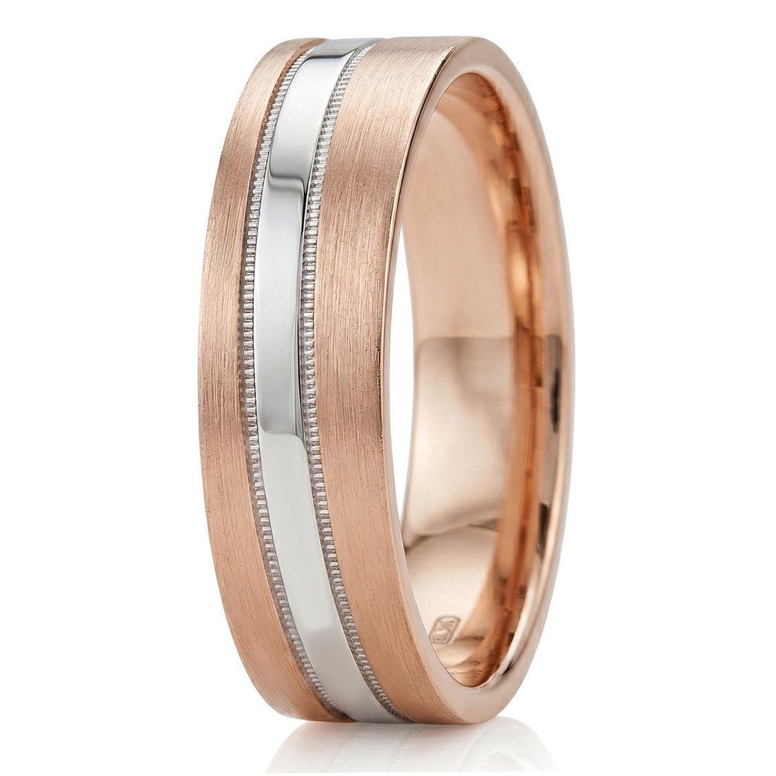 14k Rose Pink Gold Wedding Band Satin Brushed Men's Ring