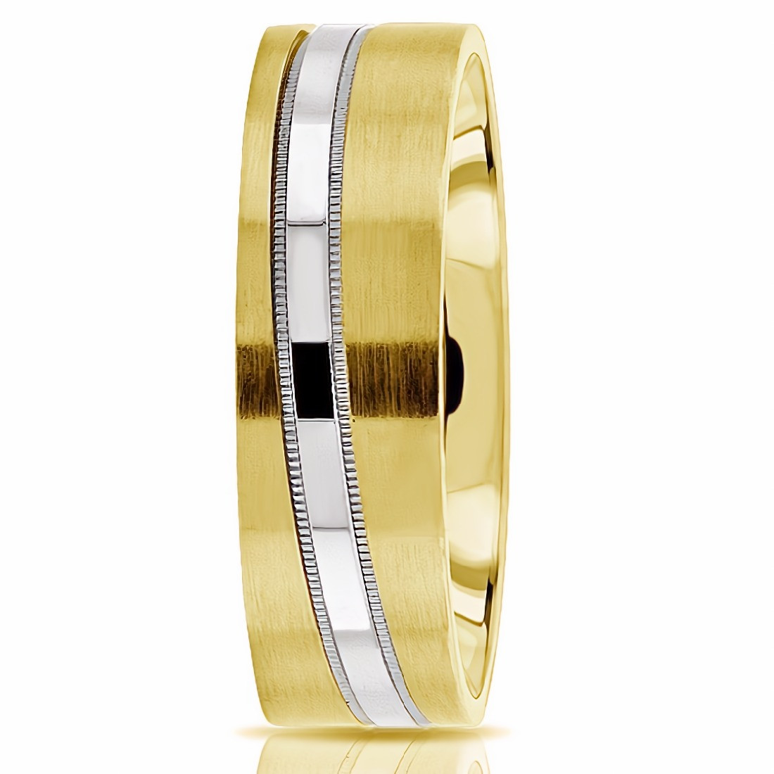 Men's Satin Matte 14k 2-Tone Gold Wedding Band Ring