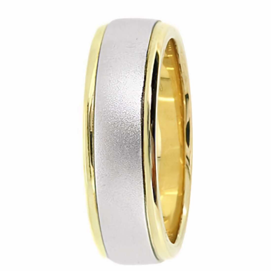 Matte Finished 2-Tone Gold Men's Wedding Band Ring