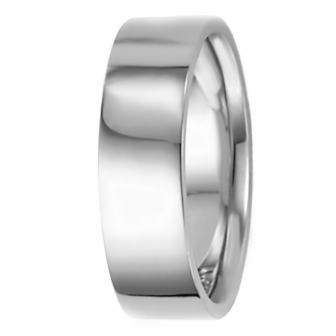 Plain Flat Wedding Band 14k Polished Gold Men's Ring