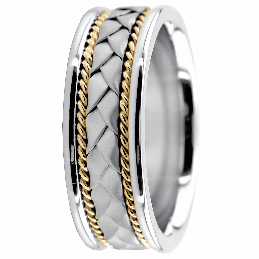 Two-Tone Bezel Diamond Curved Wedding Band – www.igorman.com