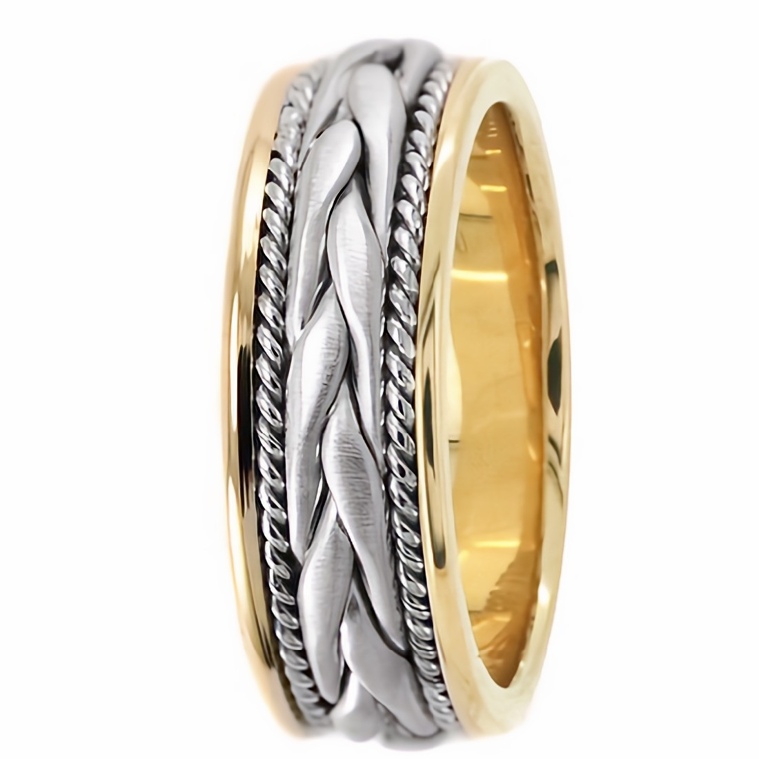 Braided 2 Tone Wedding Band 18k Gold Weave Ring