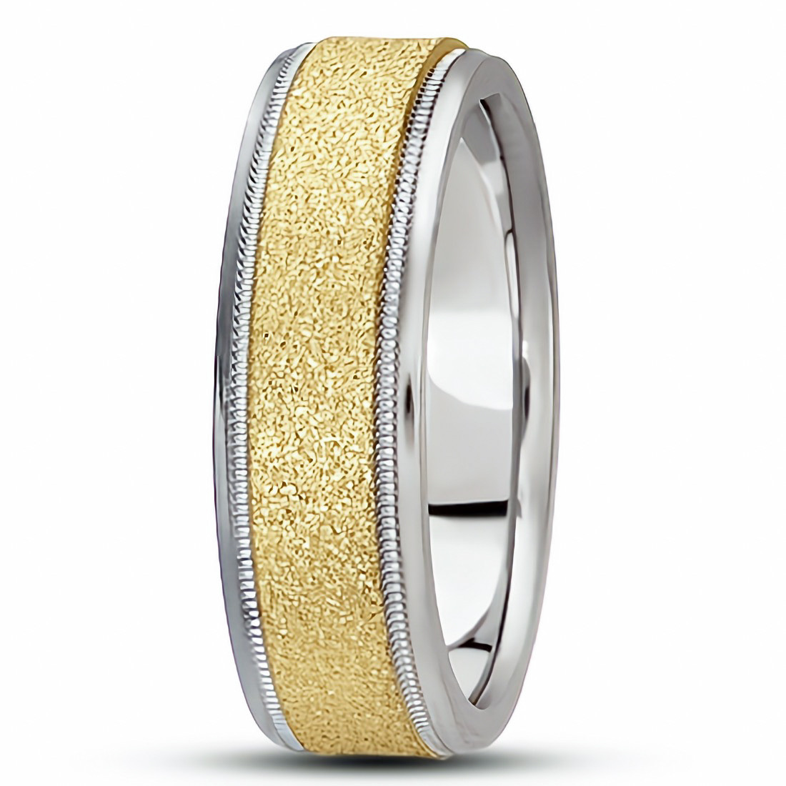 Sandstone 18k Two Tone Gold Wedding Band Ring