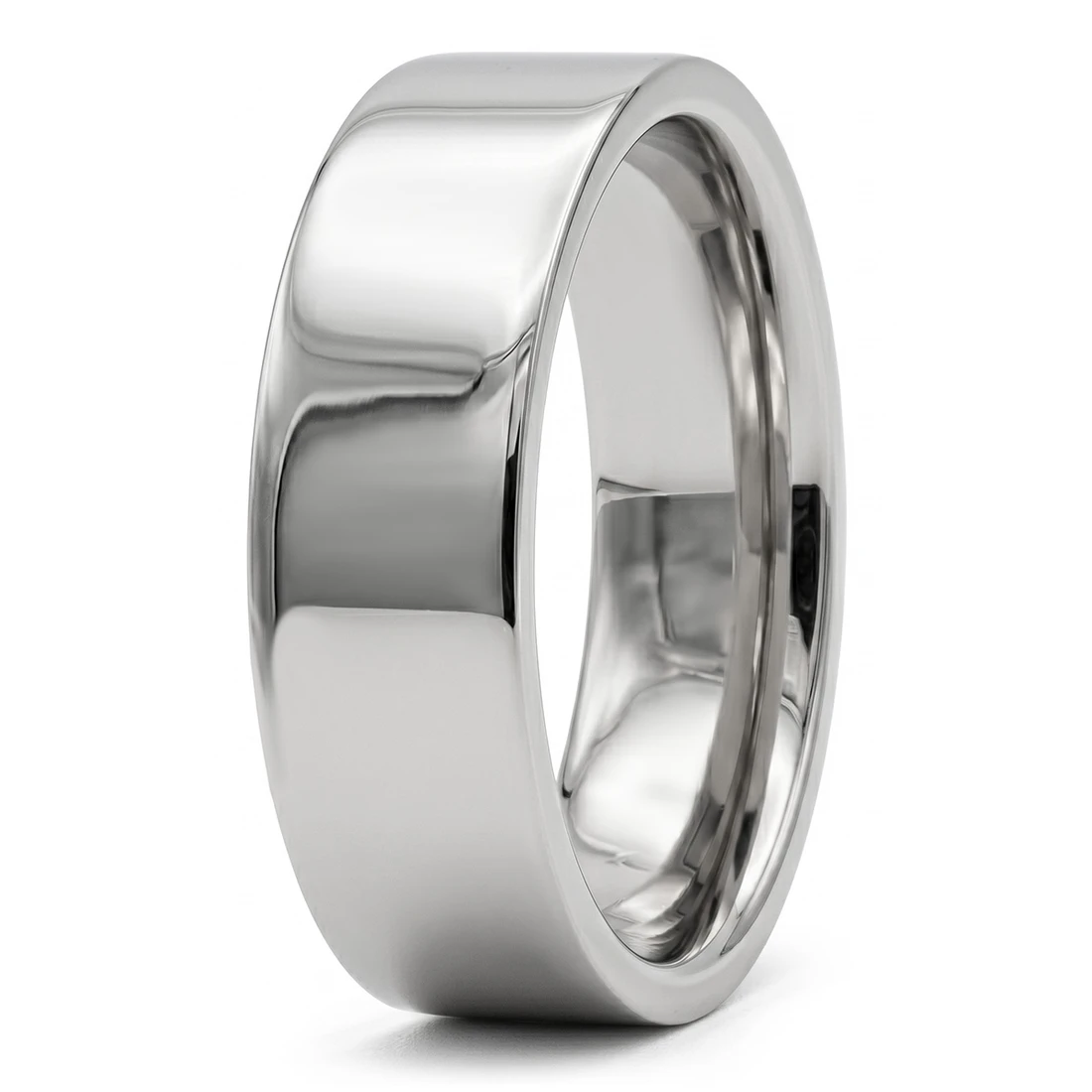 Flat Wedding Ring Plain Polished 18k White Gold Band