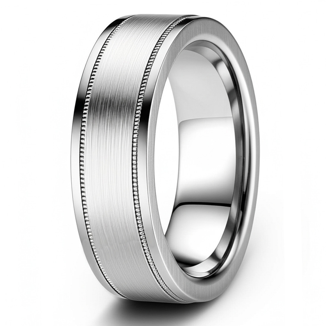 Brushed 18k Gold Wedding Band Satin Finished Ring With Milgrain