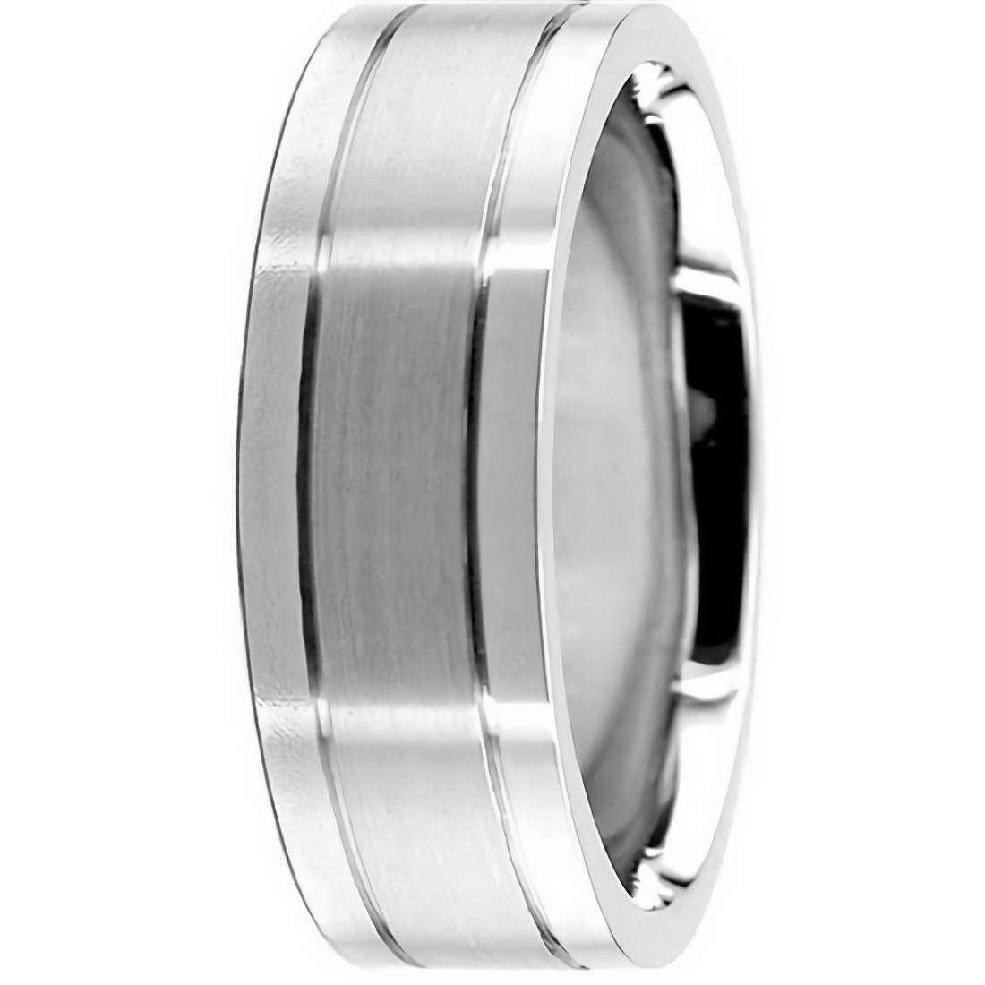 Solid 18k White Gold Wedding Ring Comfort Fit Band