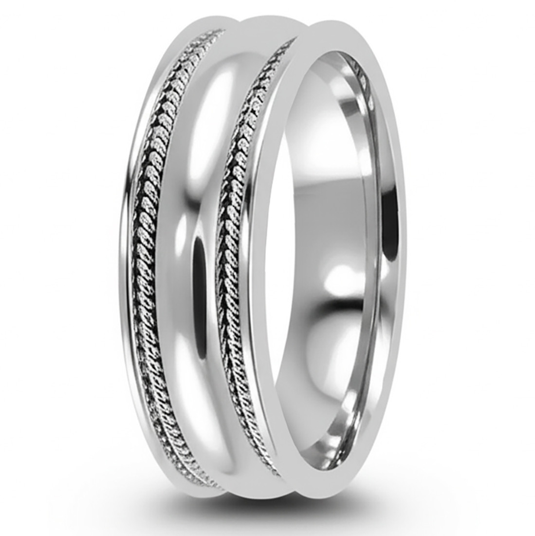 Polished 18k Gold Handmade Wedding Band With Ropes