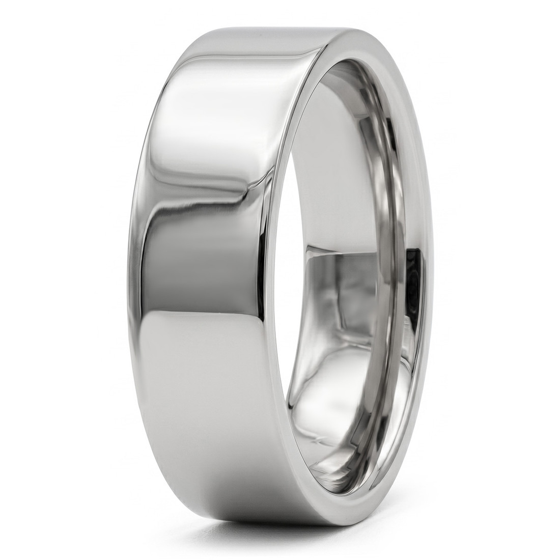 Plain Flat 950 Platinum Wedding Band / Polished Comfort Fit Ring