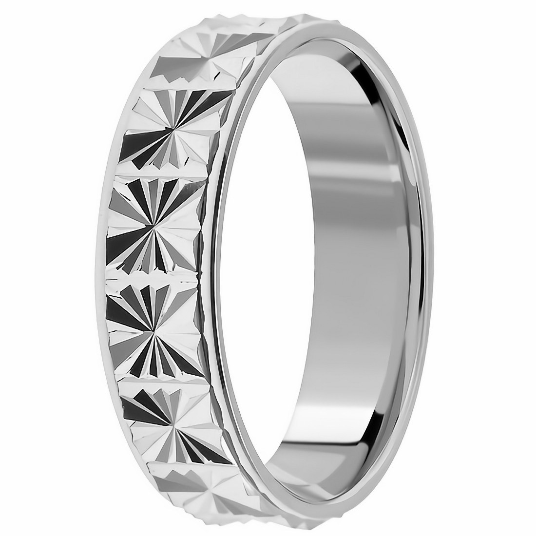 Diamond-Cut Star Wedding Band 950 Platinum Ring