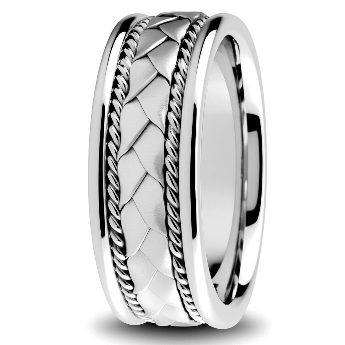 Handmade Braided Platinum Wedding Ring Comfort Weave Band